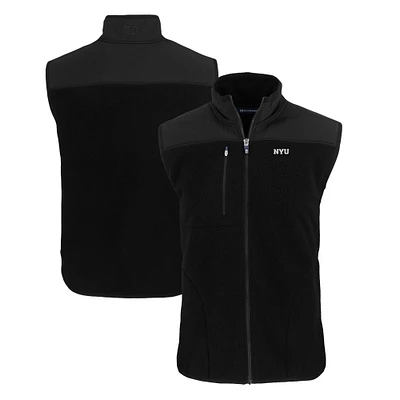 Men's Cutter & Buck  Black NYU Violets Cascade Eco Sherpa Fleece Full-Zip Vest