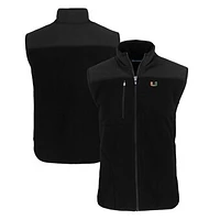 Men's Cutter & Buck  Black Miami Hurricanes Cascade Eco Sherpa Fleece Full-Zip Vest