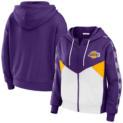 Women's WEAR by Erin Andrews  Purple Los Angeles Lakers Color-Block Full-Zip Hoodie