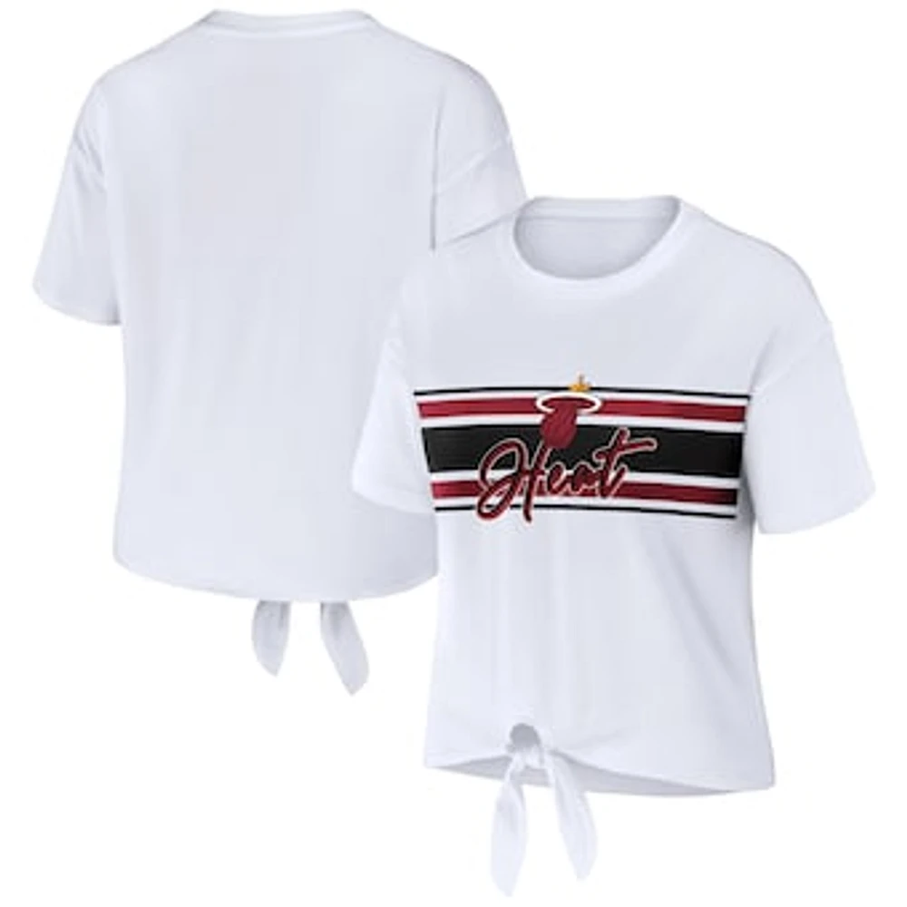 Women's WEAR by Erin Andrews  White Miami Heat Tie-Front T-Shirt