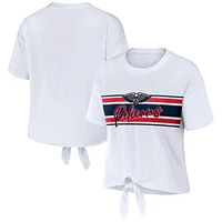 Women's WEAR by Erin Andrews  White New Orleans Pelicans Tie-Front T-Shirt