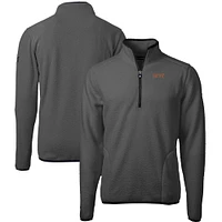 Men's Cutter & Buck  Gray/Black Pacific Tigers Cascade Eco Sherpa Fleece Quarter-Zip Pullover Jacket