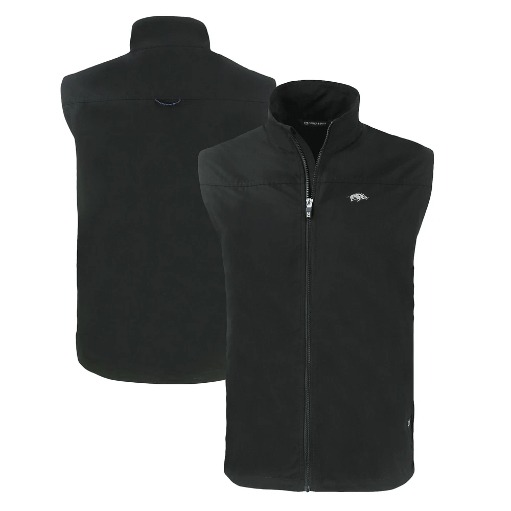 Men's Cutter & Buck Arkansas Razorbacks Charter Eco Recycled Full-Zip Vest
