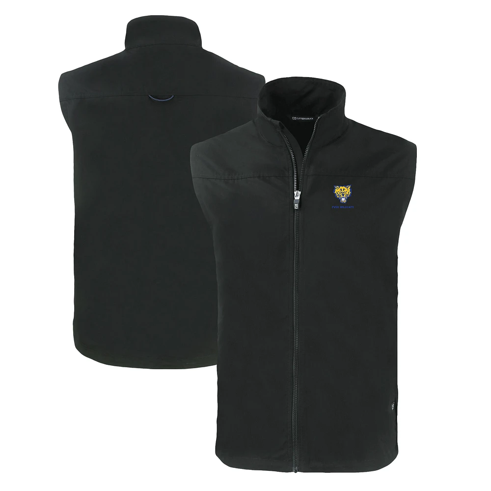 Men's Cutter & Buck Black Fort Valley State Wildcats Charter Eco Recycled Full-Zip Vest