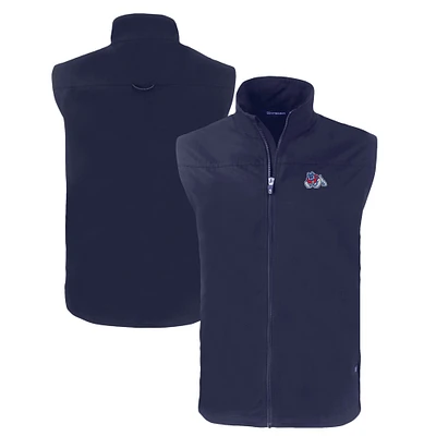 Men's Cutter & Buck  Navy Fresno State Bulldogs Charter Eco Recycled Full-Zip Vest