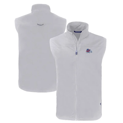Men's Cutter & Buck  Gray Fresno State Bulldogs Charter Eco Recycled Full-Zip Vest