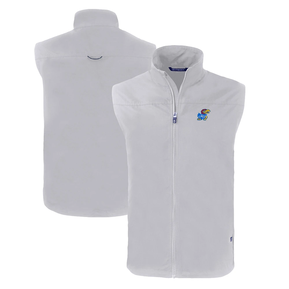 Men's Cutter & Buck Kansas Jayhawks Charter Eco Recycled Full-Zip Vest