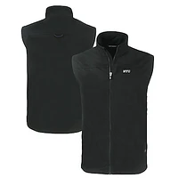Men's Cutter & Buck  Black NYU Violets Charter Eco Recycled Full-Zip Vest