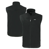 Men's Cutter & Buck  Black NYU Violets Charter Eco Recycled Full-Zip Vest