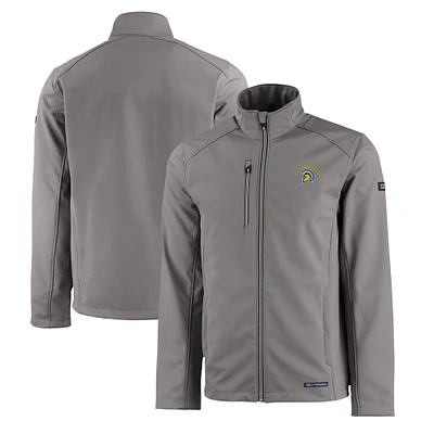 Men's Cutter & Buck San Jose State Spartans Evoke Eco Softshell Recycled Full-Zip Jacket