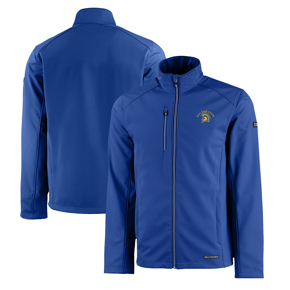 Men's Cutter & Buck Royal San Jose State Spartans Evoke Eco Softshell Recycled Full-Zip Jacket