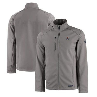 Men's Cutter & Buck Gray Virginia Cavaliers Evoke Eco Softshell Recycled Full-Zip Jacket