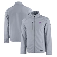 Men's Cutter & Buck Washington Huskies Evoke Eco Softshell Recycled Full-Zip Jacket