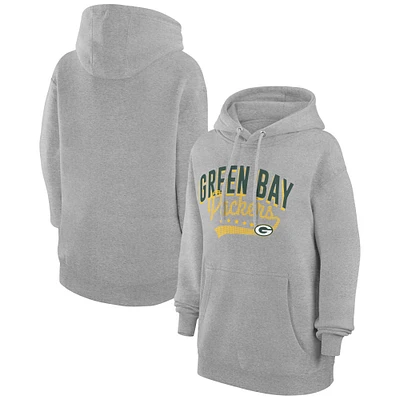 Women's G-III 4Her by Carl Banks  Heather Gray Green Bay Packers Filigree Logo Pullover Hoodie