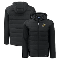 Men's Cutter & Buck Baldwin Wallace Yellow Jackets Evoke Hybrid Eco Softshell Recycled Full-Zip Hoodie