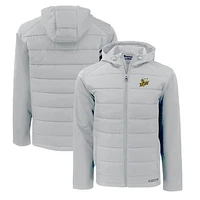 Men's Cutter & Buck Baldwin Wallace Yellow Jackets Evoke Hybrid Eco Softshell Recycled Full-Zip Hoodie