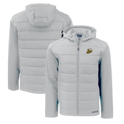 Men's Cutter & Buck Baldwin Wallace Yellow Jackets Evoke Hybrid Eco Softshell Recycled Full-Zip Hoodie
