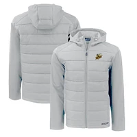 Men's Cutter & Buck Baldwin Wallace Yellow Jackets Evoke Hybrid Eco Softshell Recycled Full-Zip Hoodie
