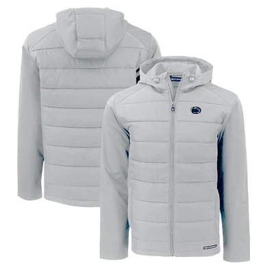 Men's Cutter & Buck  Gray Penn State Nittany Lions Evoke Hybrid Eco Softshell Recycled Full-Zip Hoodie Jacket