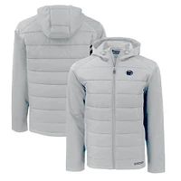 Men's Cutter & Buck  Gray Penn State Nittany Lions Evoke Hybrid Eco Softshell Recycled Full-Zip Hoodie Jacket