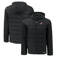 Men's Cutter & Buck  Black Utah Utes Evoke Hybrid Eco Softshell Recycled Full-Zip Hoodie Jacket