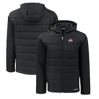 Men's Cutter & Buck Ohio State Buckeyes Evoke Hybrid Eco Softshell Recycled Full-Zip Hoodie Jacket