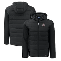 Men's Cutter & Buck Ohio State Buckeyes Evoke Hybrid Eco Softshell Recycled Full-Zip Hoodie Jacket