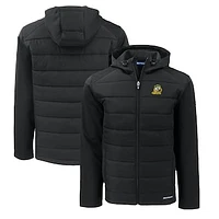 Men's Cutter & Buck  Black Oregon Ducks Evoke Hybrid Eco Softshell Recycled Full-Zip Hoodie Jacket
