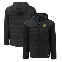 Men's Cutter & Buck  Black Oregon Ducks Evoke Hybrid Eco Softshell Recycled Full-Zip Hoodie Jacket