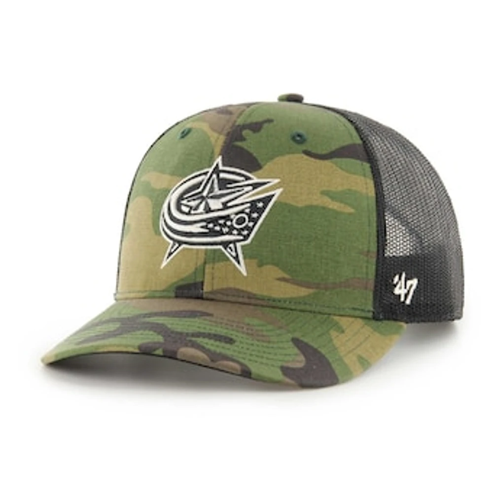 Men's '47 Camo/Black Columbus Blue Jackets Trucker Adjustable Hat