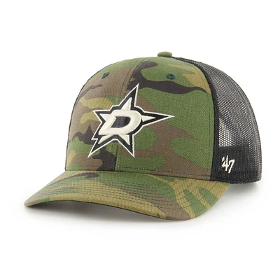 Men's '47 Camo/Black Dallas Stars Trucker Adjustable Hat