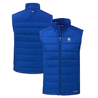 Men's Cutter & Buck Albany State Golden Rams Evoke Hybrid Eco Softshell Recycled Full-Zip Vest