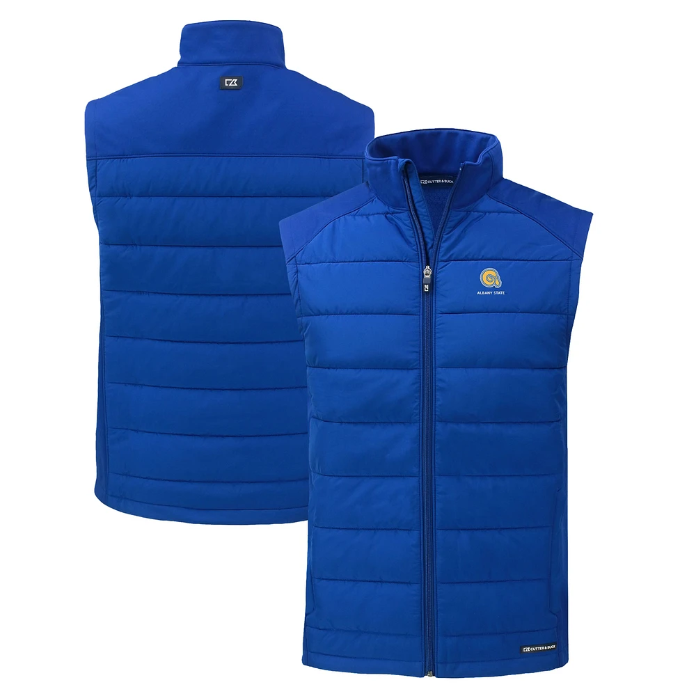 Men's Cutter & Buck Albany State Golden Rams Evoke Hybrid Eco Softshell Recycled Full-Zip Vest
