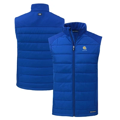 Men's Cutter & Buck Albany State Golden Rams Evoke Hybrid Eco Softshell Recycled Full-Zip Vest