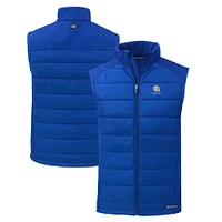 Men's Cutter & Buck Albany State Golden Rams Evoke Hybrid Eco Softshell Recycled Full-Zip Vest