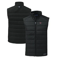 Men's Cutter & Buck  Black Miami University RedHawks Evoke Hybrid Eco Softshell Recycled Full-Zip Vest