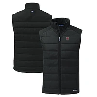 Men's Cutter & Buck  Black Miami University RedHawks Evoke Hybrid Eco Softshell Recycled Full-Zip Vest