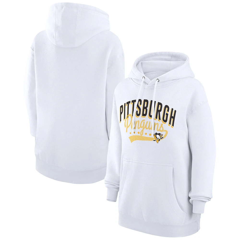 Women's G-III 4Her by Carl Banks White Pittsburgh Penguins Filigree Logo Pullover Hoodie