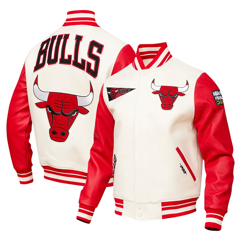 Men's Pro Standard Cream Chicago Bulls Retro Classic Varsity Full-Zip Jacket