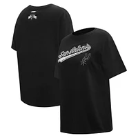 Women's Pro Standard Black San Antonio Spurs Script Boyfriend T-Shirt