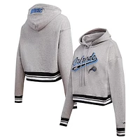 Women's Pro Standard Heather Gray Orlando Magic Script Tail Cropped Pullover Hoodie