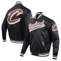 Men's Pro Standard Black Cleveland Cavaliers Script Tail Full-Snap Satin Varsity Jacket