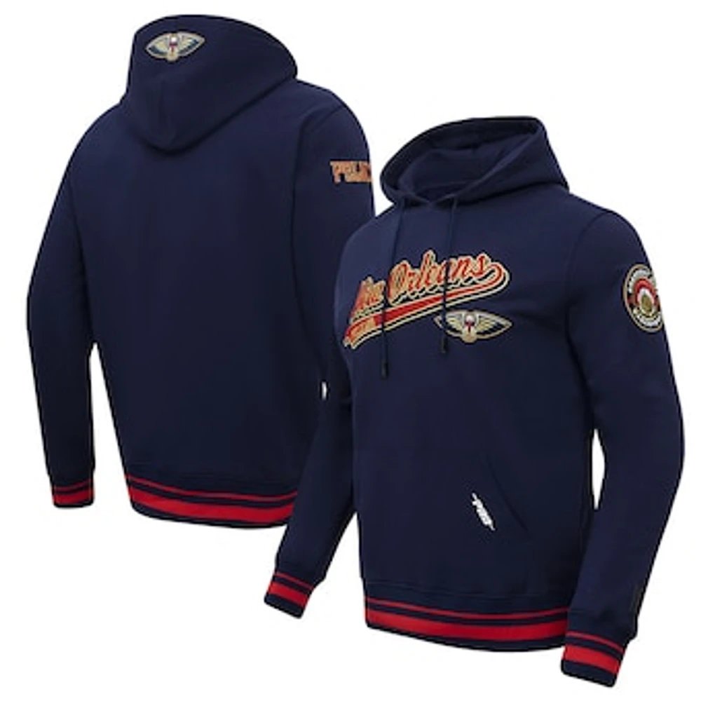 Men's Pro Standard Navy New Orleans Pelicans Script Tail Pullover Hoodie