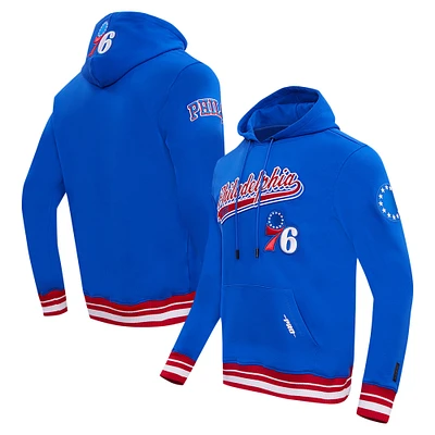 Men's Pro Standard Royal Philadelphia 76ers Script Tail Pullover Hoodie