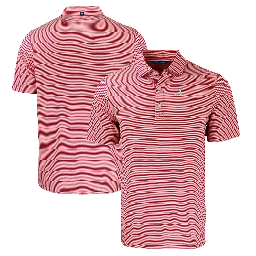 Men's Cutter & Buck Crimson/White Alabama Crimson Tide Forge Eco Double Stripe Stretch Recycled Polo