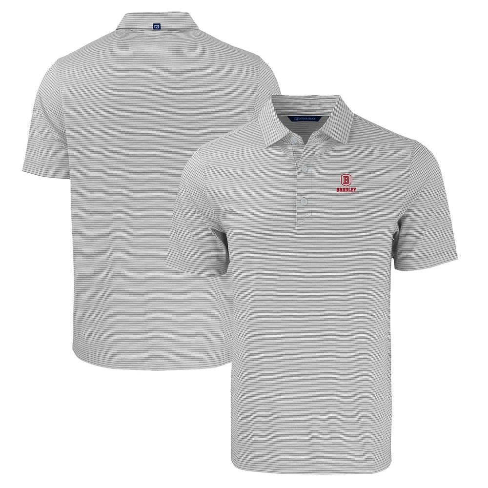 Men's Cutter & Buck Gray/White Bradley Braves Forge Eco Double Stripe Stretch Recycled Polo