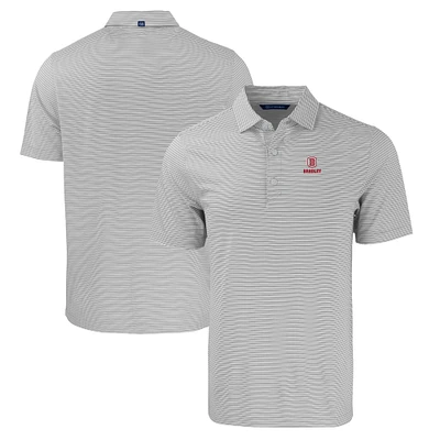 Men's Cutter & Buck  Gray/White Bradley Braves Forge Eco Double Stripe Stretch Recycled Polo