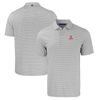 Men's Cutter & Buck  Gray/White Bradley Braves Forge Eco Double Stripe Stretch Recycled Polo