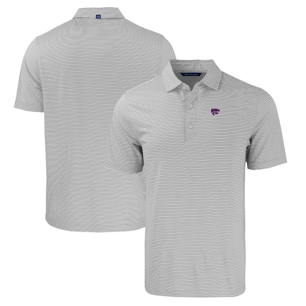 Men's Cutter & Buck /White Kansas State Wildcats Forge Eco Double Stripe Stretch Recycled Polo