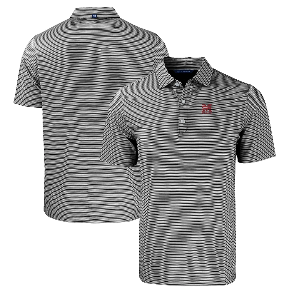 Men's Cutter & Buck  Black/White Morehouse Maroon Tigers Forge Eco Double Stripe Stretch Recycled Polo